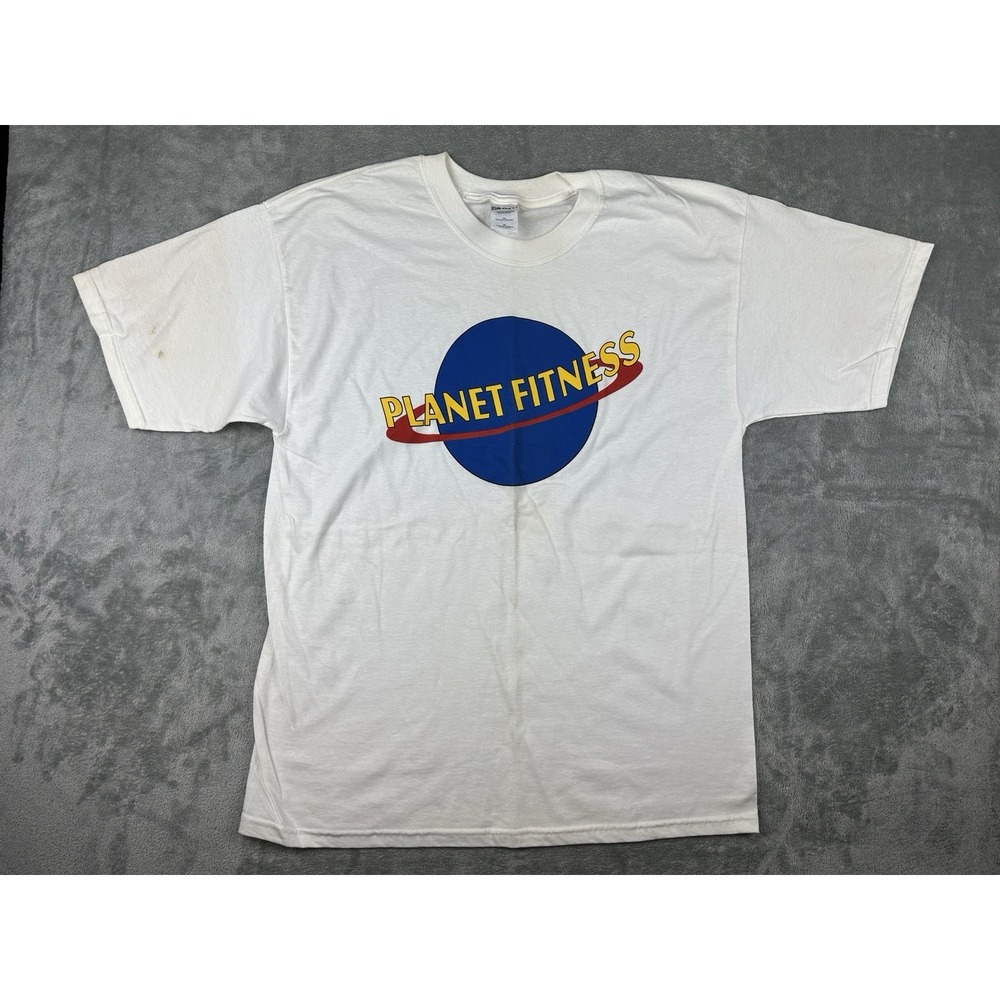 Vintage Planet Fitness Shirt Extra Large White Old Logo Workout Gym Y2k 90s Gym